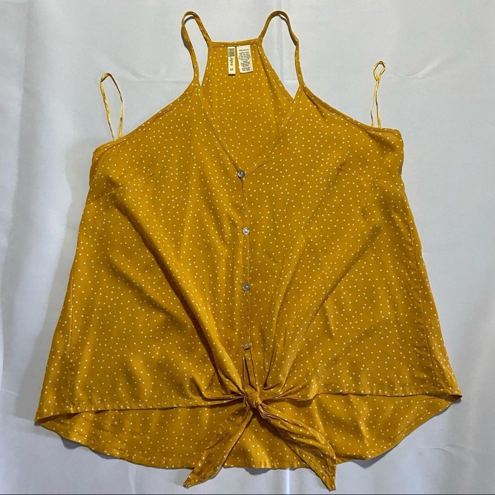Japna Racer Back Tank Top‎ Polkadot Yellow Mustard